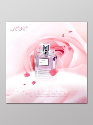 女式香水玫瑰花淡雅奢侈品粉色浪漫宣传广告设计